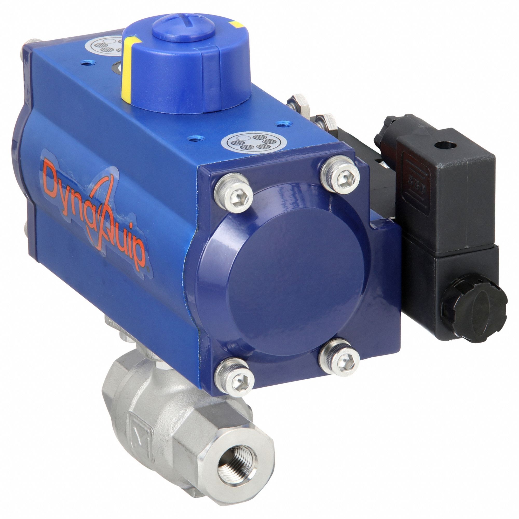 Pneumatically Actuated Two-Way Ball Valve: 1/4 in, Stainless Steel, FNPT x FNPT
