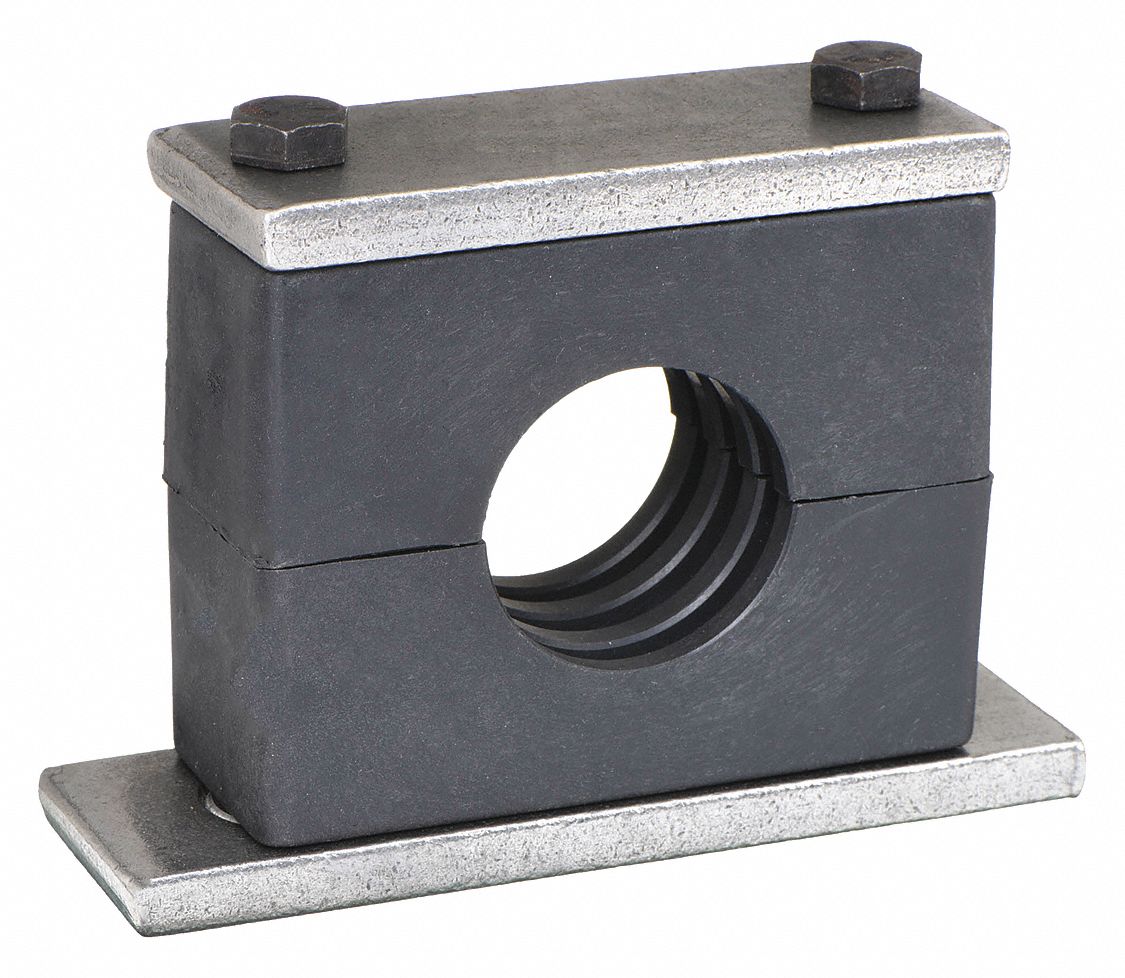 VIBRATION-DAMPENING BETA CLAMP: RIBBED BORE, STEEL CLAMP, FOR 1 LINE