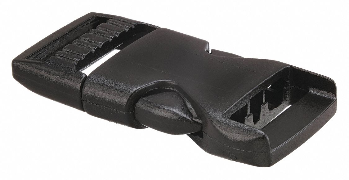 SIDE SQUEEZE BUCKLE, ¾ IN W, BLACK, PLASTIC, 10 PK