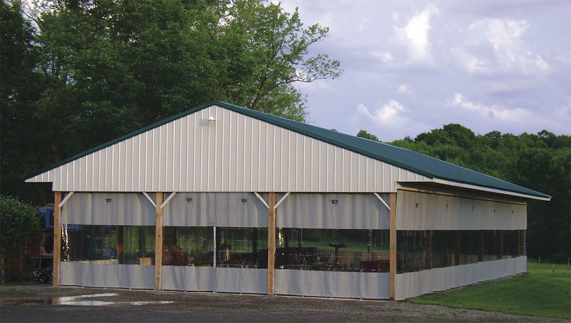 Goffs Gray Manual Slide Suspend Mount Curtain Wall 12 Ft W X 10 Ft