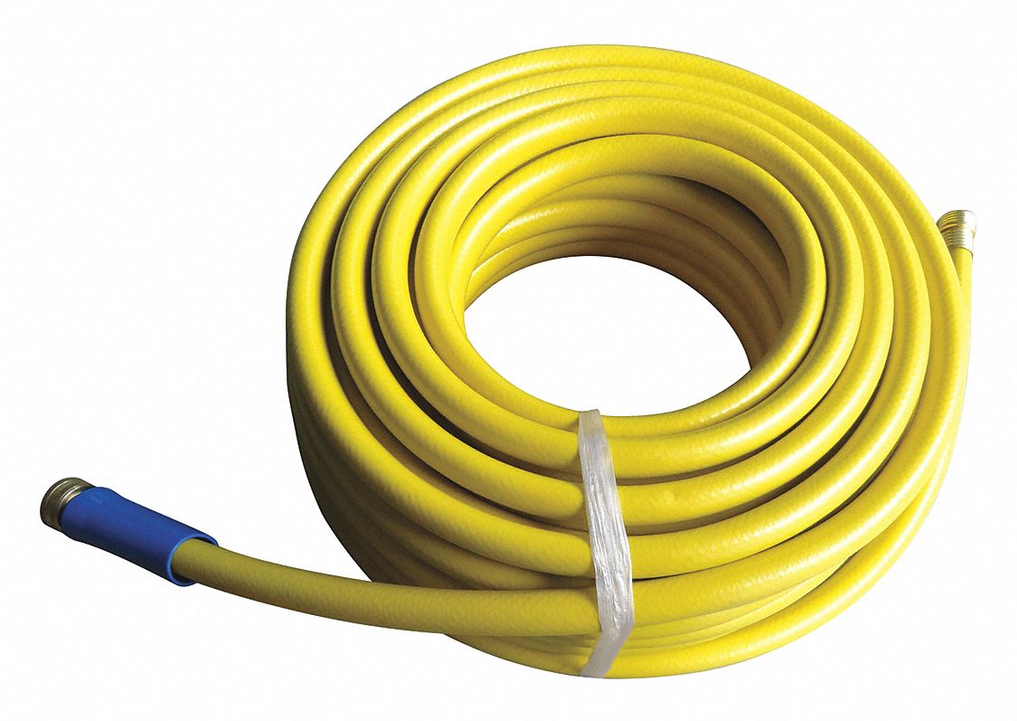 WATER HOSE, PVC, ⅝ IN INSIDE DIAMETER, 100 FT LENGTH, FGHT X MGHT, YELLOW