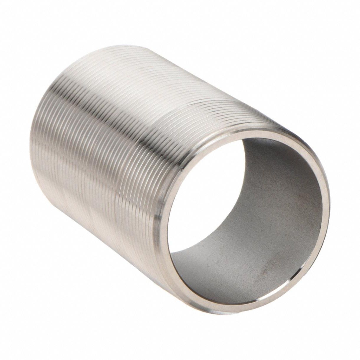 Nipple: 304 Stainless Steel, 1 1/4 in Nominal Pipe Size, 1 3/8 in Overall Lg, Fully Threaded