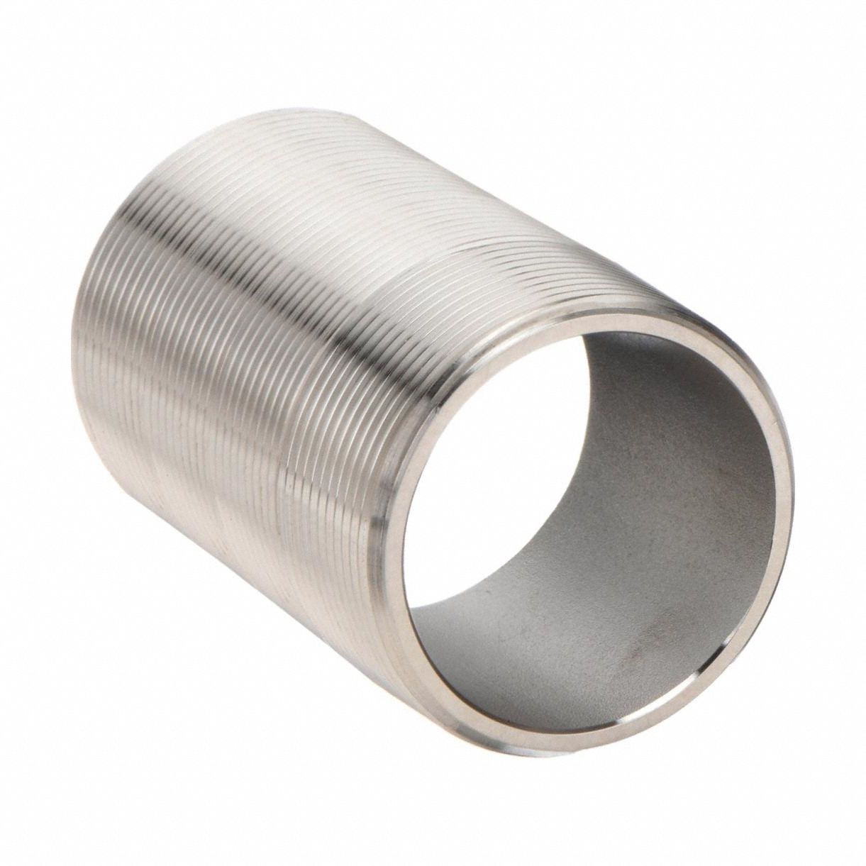 Nipple: 304 Stainless Steel, 1 1/2 in Nominal Pipe Size, 1 3/4 in Overall Lg, Fully Threaded