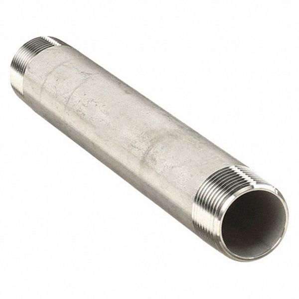 Nipple: 316 Stainless Steel, 1 1/2 in Nominal Pipe Size, 10 in Overall Lg, Threaded on Both Ends