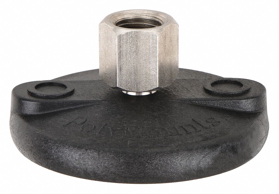 Female-End Leveling Mount: Swivel Boltless, Nylon, 3/4"-10 Thread Size, 4 in Base