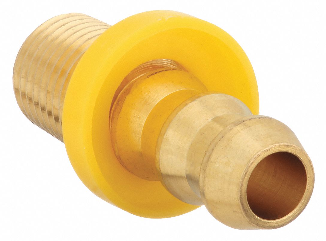 PUSH-ON HOSE FITTING, HOSE BARB X NPT, ½ X ⅜ IN FITTING, MALE X MALE, RIGID, STRAIGHT