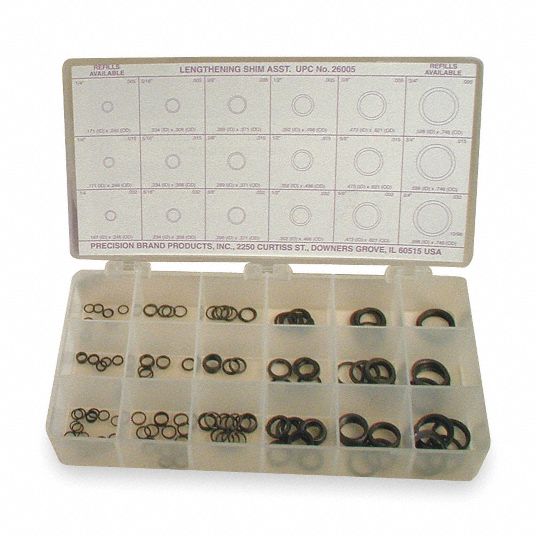 PRECISION BRAND Steel Arbor Shim Assortment, 0.248 0.746 in OD