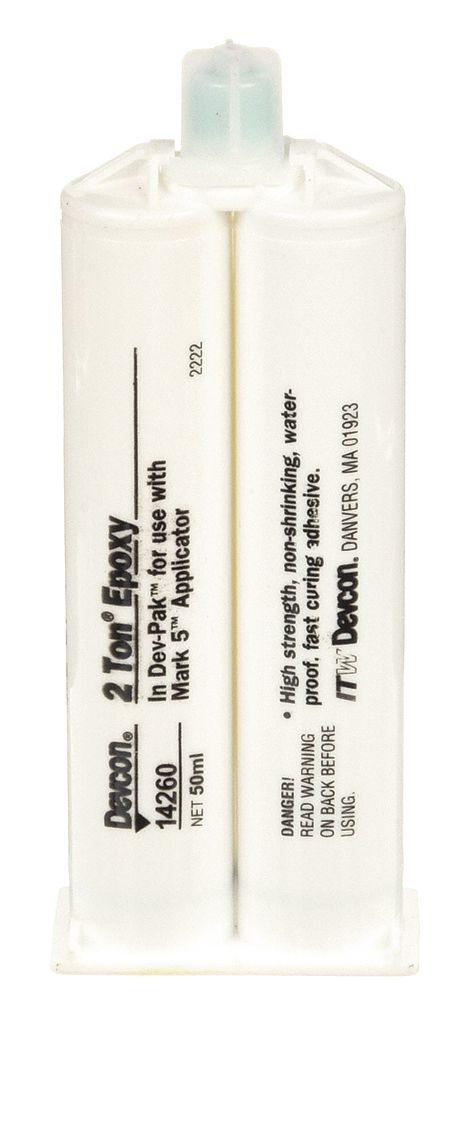 EPOXY ADHESIVE, 2 TON EPOXY, AMBIENT CURED, 50 ML, DUAL-CARTRIDGE, CLEAR, THICK LIQUID