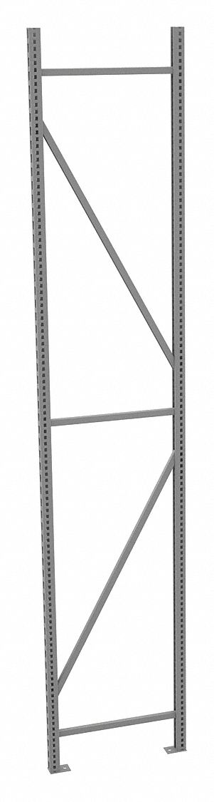 BULK STORAGE UPRIGHT FRAME, 120 IN OVERALL H, 14 GA, 17,000 LB LOAD CAPACITY, ZINC-PLATED