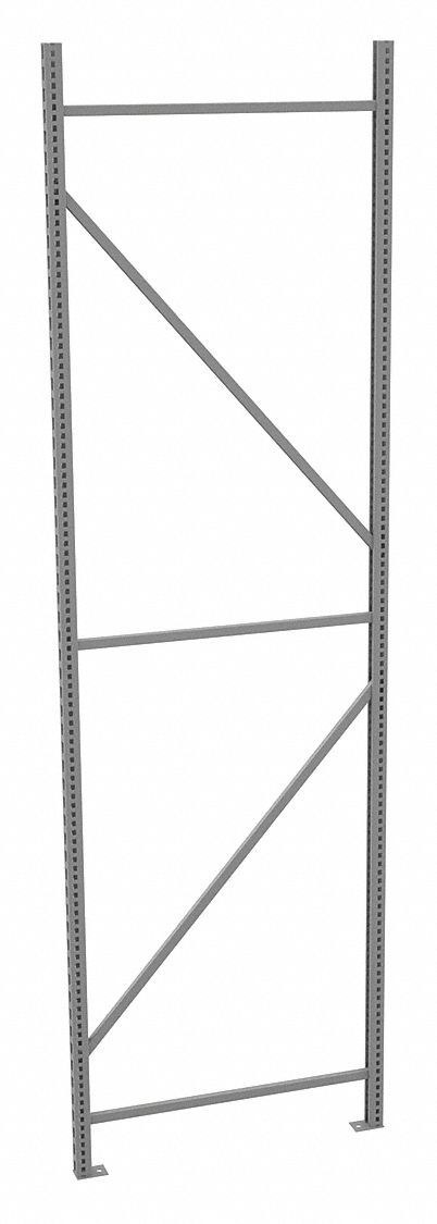 BULK STORAGE UPRIGHT FRAME, 120 IN OVERALL H, 14 GA, 17,000 LB LOAD CAPACITY, ZINC-PLATED