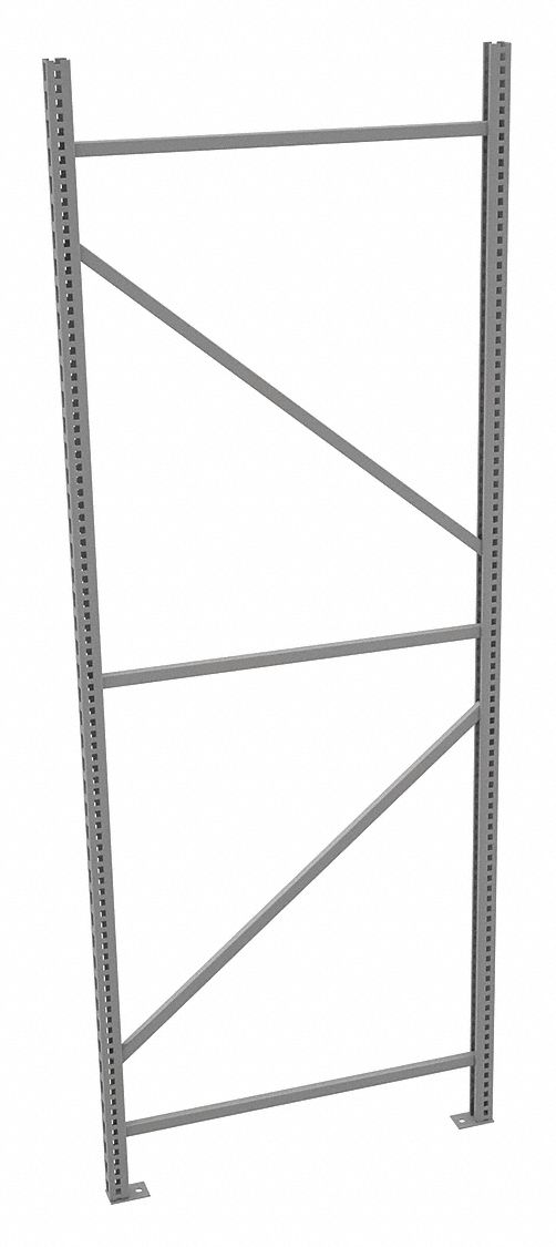 BULK STORAGE UPRIGHT FRAME, 96 IN OVERALL H, 14 GA, 17,000 LB LOAD CAPACITY, ZINC-PLATED