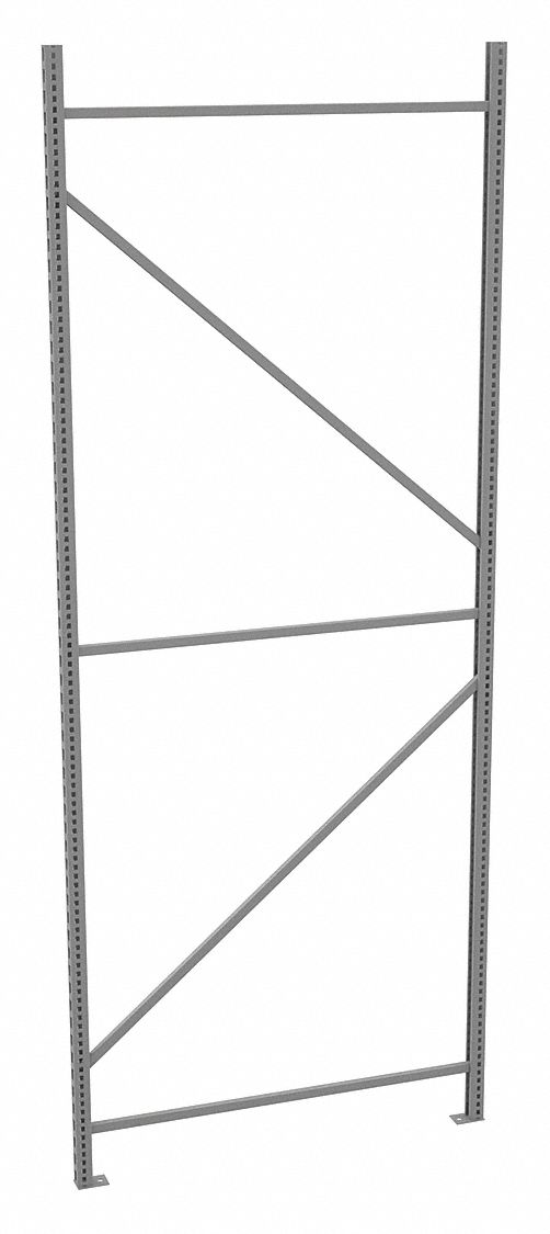 BULK STORAGE UPRIGHT FRAME, 120 IN OVERALL H, 14 GA, 17,000 LB LOAD CAPACITY, ZINC-PLATED