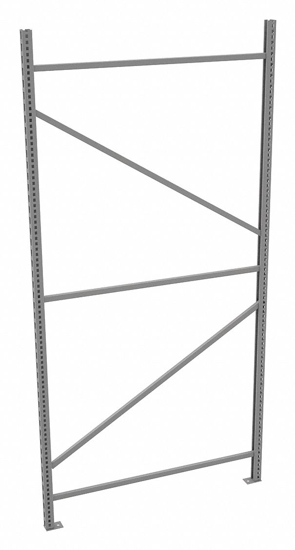 BULK STORAGE UPRIGHT FRAME, 96 IN OVERALL H, 14 GA, 17,000 LB LOAD CAPACITY, ZINC-PLATED