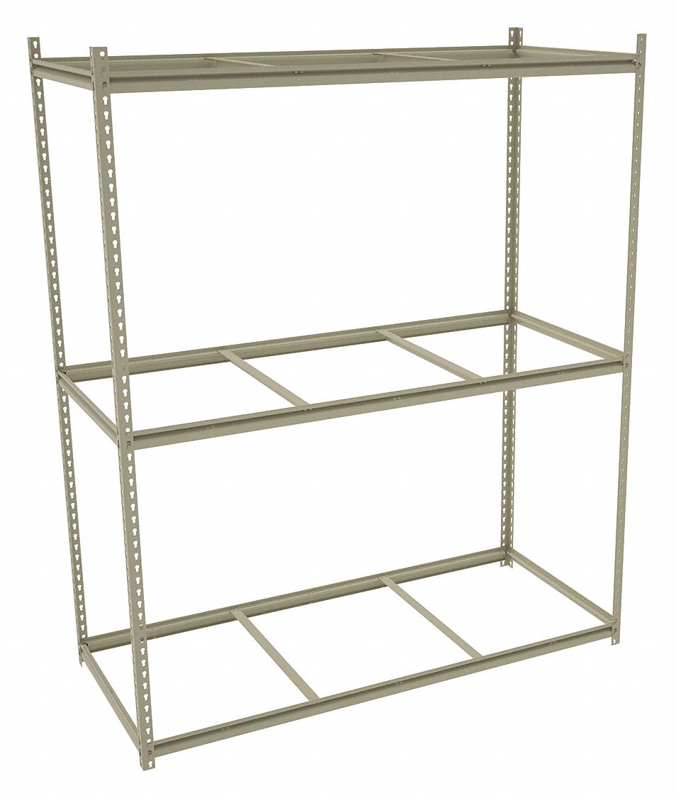 Boltless Shelving: Starter, Medium-Duty, 69 in x 30 in, 84 in Overall Ht, 4 Shelves, Open
