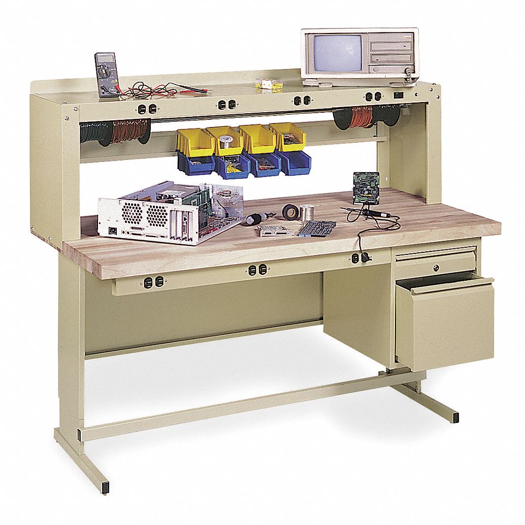 EDSAL Bolted Workbench with Riser, Laminate, 30" Depth, 44 ...