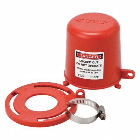 BRADY Safety Cover and Plug Valve Lockout, Polypropylene, Red 4TWF9