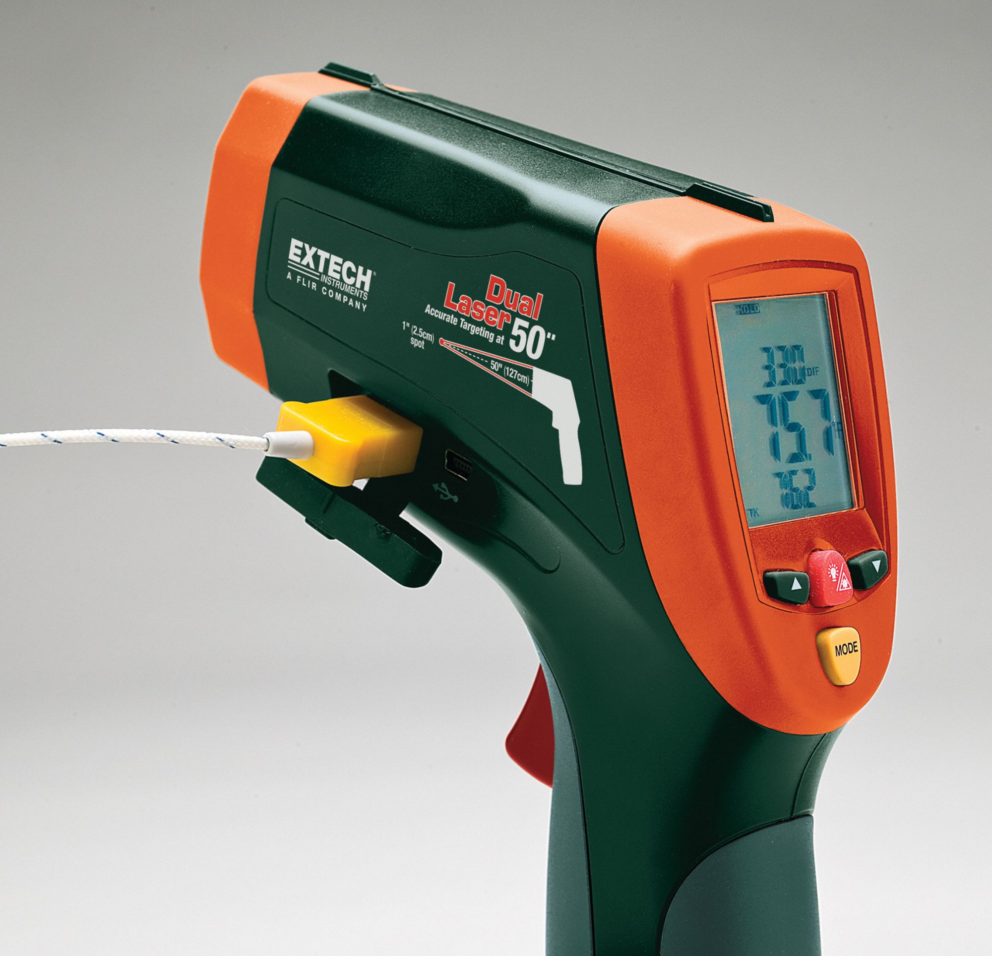 EXTECH Infrared Thermometer 58° to 3992°, 1 in 50 in Focus, Adj 0.
