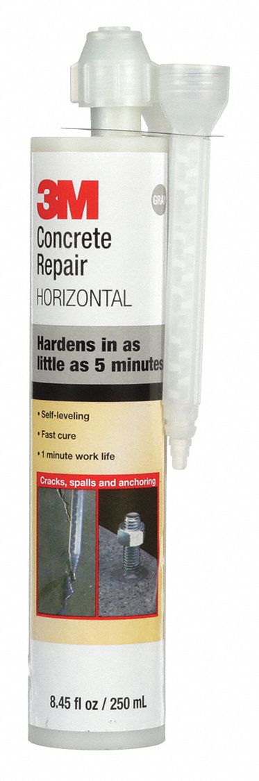 CONCRETE REPAIR COMPOUND, CONCRETE REPAIR, GREY, POLYURETHANE, 8 OZ, CARTRIDGE