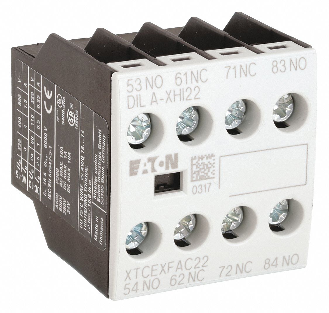 EATON, 2NO/2NC, 16 A Max Current (AC), Auxiliary Contact - 4TZG4 ...