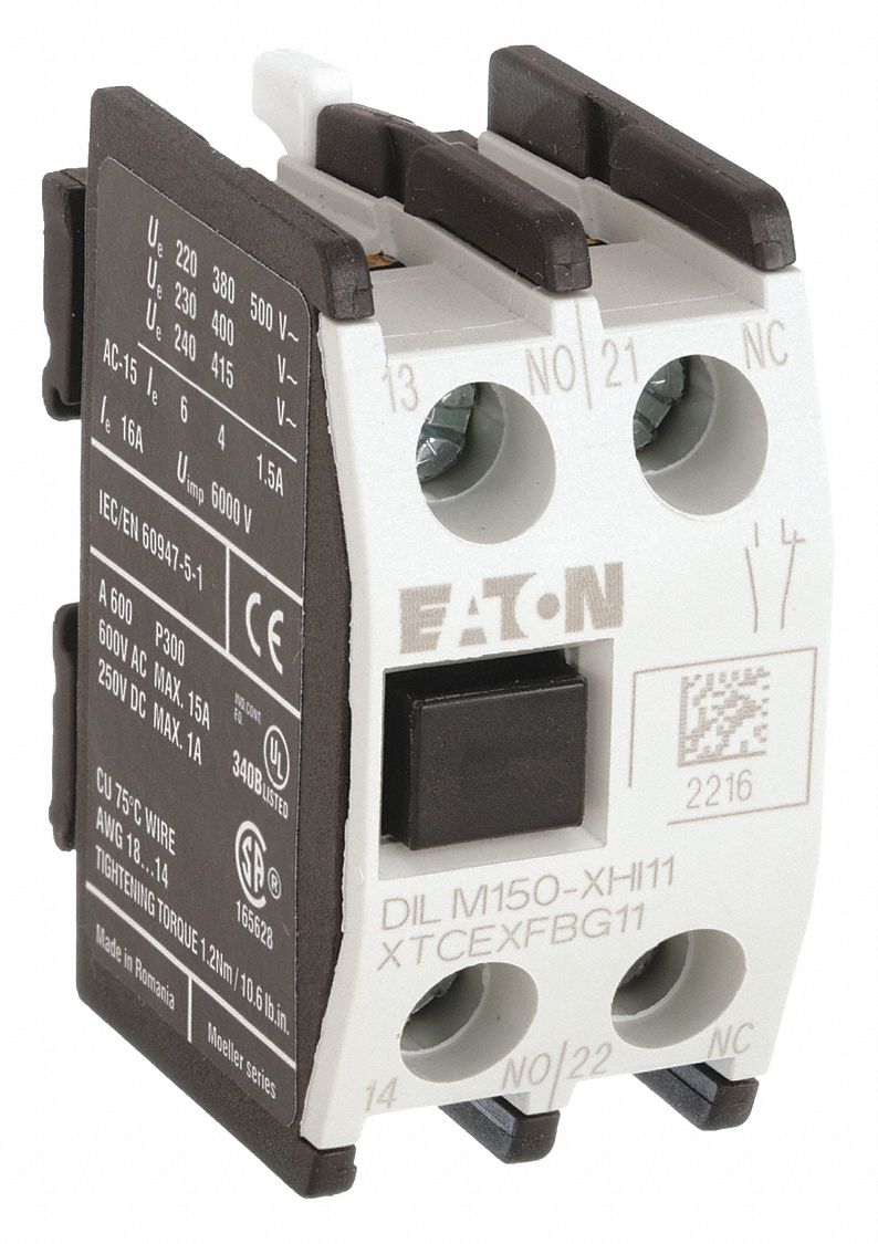 Auxiliary Contact: 1NO/1NC, 16 A Max Current (AC), Front Mount, Front-Mounted, XTCEXFBG11