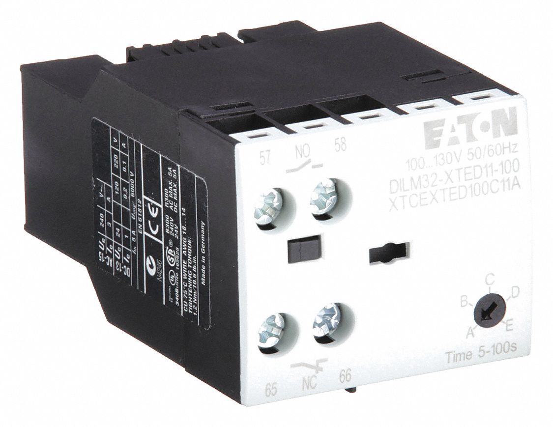 IEC Timer Module: Off Delay, 5 sec – 100 sec, 1NO/1NC, 100-130V AC Coil