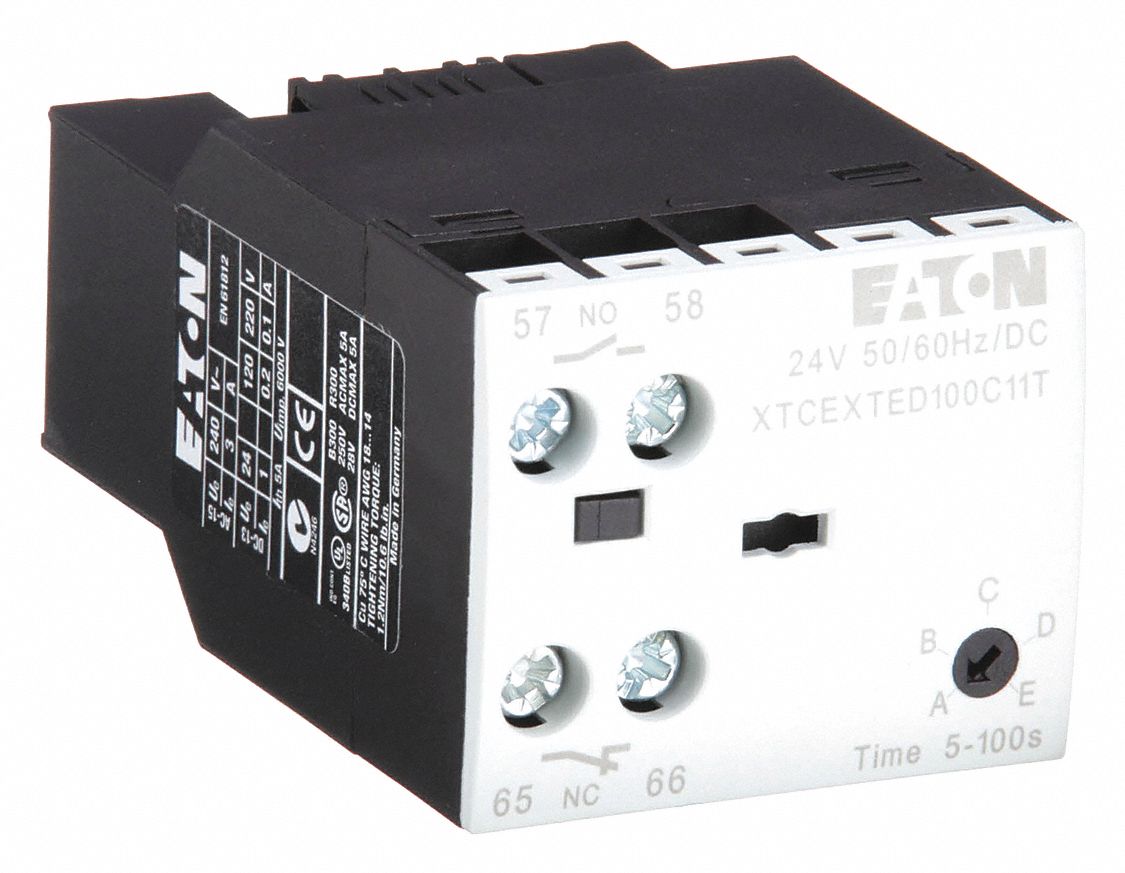 IEC Timer Module: Off Delay, 5 sec – 100 sec, 1NO/1NC, 24V AC/DC Coil
