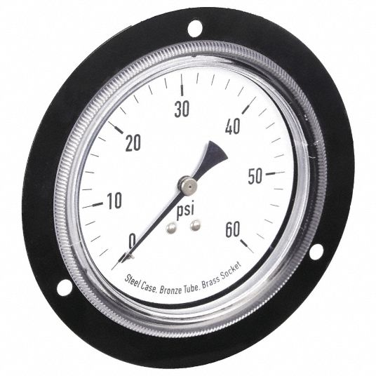 Front Flange, 0 to 60 psi, Panel-Mount Pressure Gauge - 4UA38|4UA38 ...