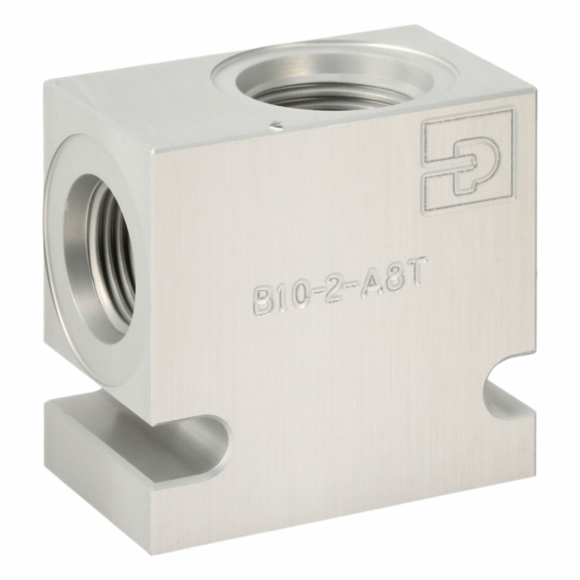 Hydraulic Cartridge Valve Base: Aluminum, Two Positions, C10-2 Valve Cavity Size, Female
