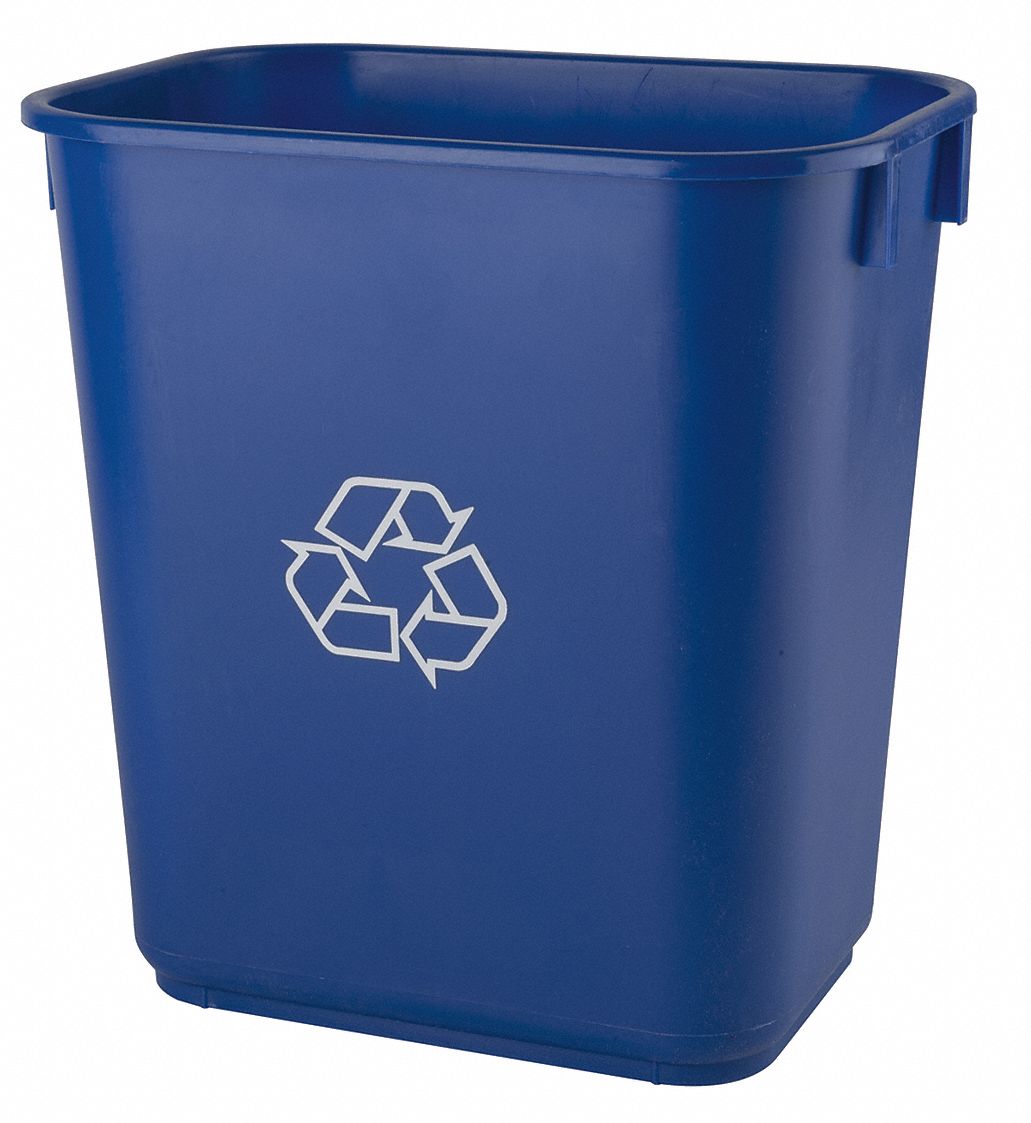 4UAU4 - Desk Recycling Container Blue 3-1/2 gal.
