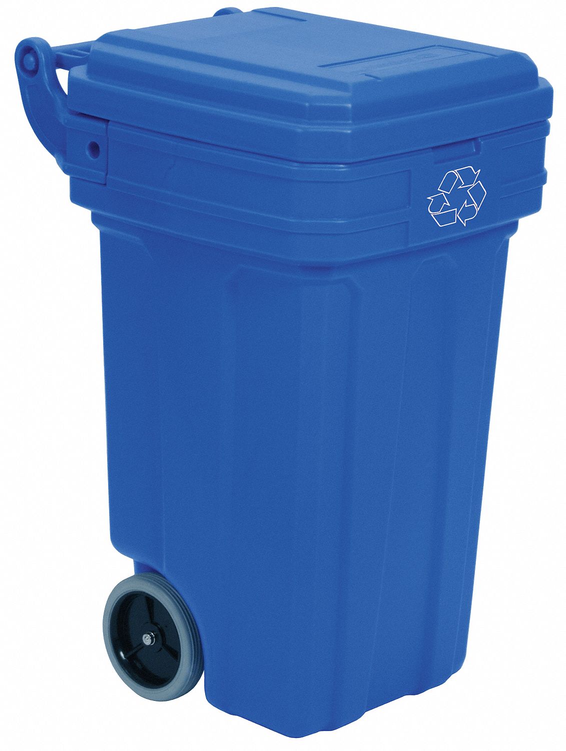 TOUGH GUY Contenedor de Reciclaje Movil Azul, Capacidad 50 gal., Tapa