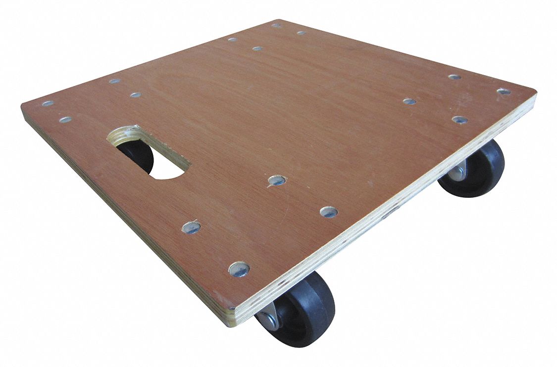 SOLID-DECK WOOD GENERAL PURPOSE DOLLY, 1,000 LB LOAD CAPACITY, SOLID PLASTIC, BROWN