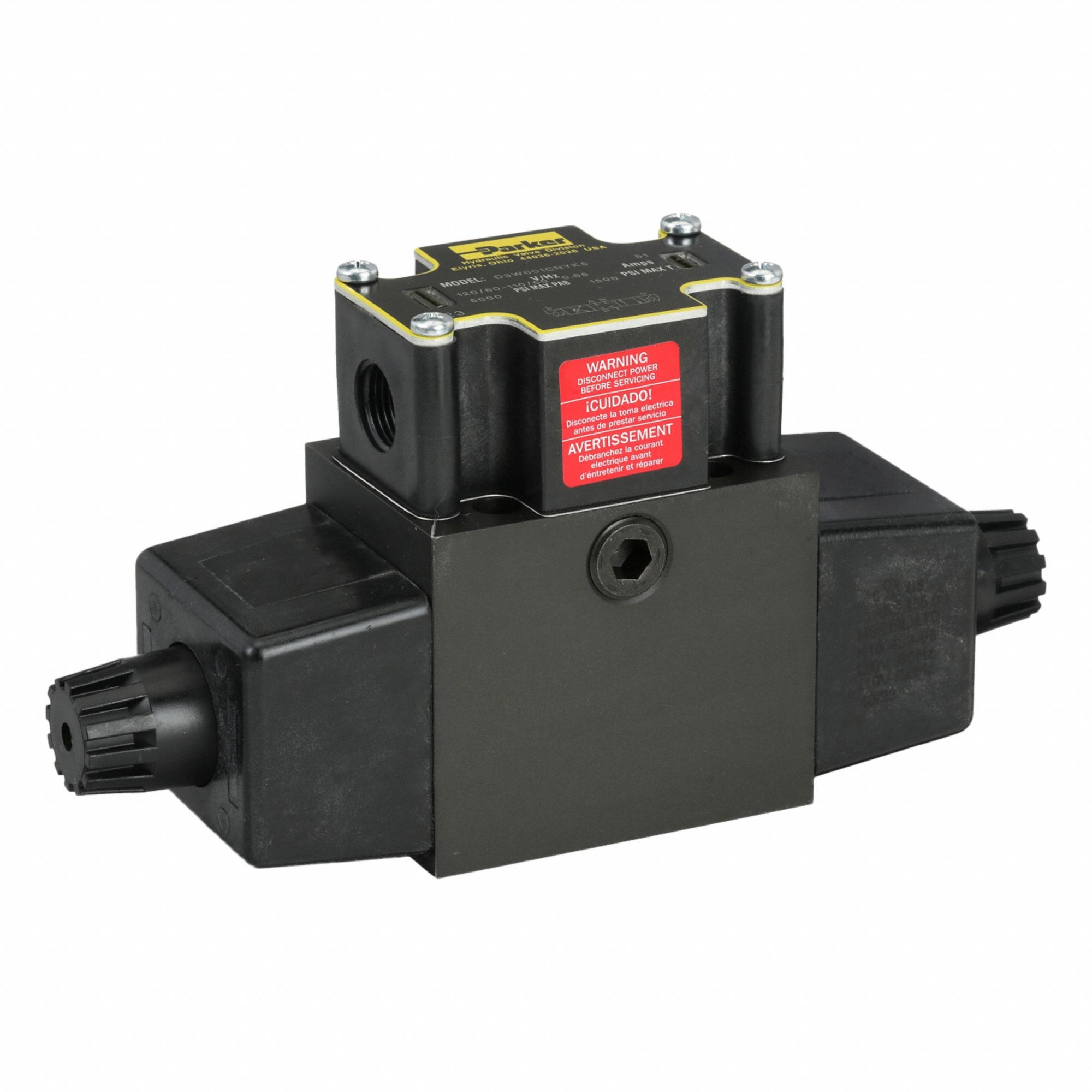 Hydraulic Directional Valve: 28 gpm Max Flow Rate, D05 NFPA Size, Three Positions, 115V AC