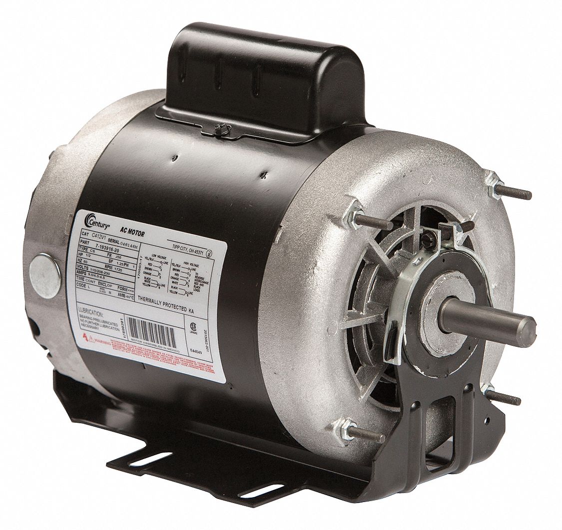 Belt Drive Motor, 1/2 HP, Capacitor-Start, Nameplate RPM 1725, No