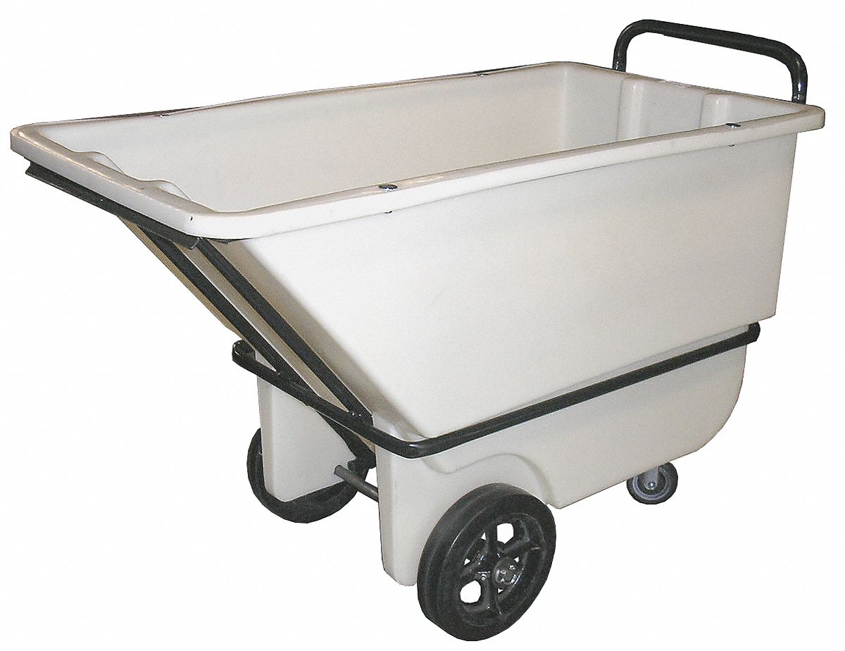 Plastic Tilt Truck: 9 cu ft Cubic Foot Capacity, 1, 200 lb Load Capacity, Gray