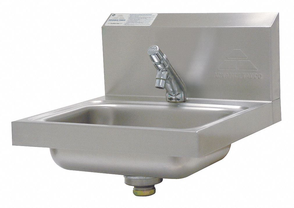 Hand Sink: 1 Stations, 5 in Bowl Dp, 14 in Bowl Lg, 10 in Bowl Wd, Faucet Included