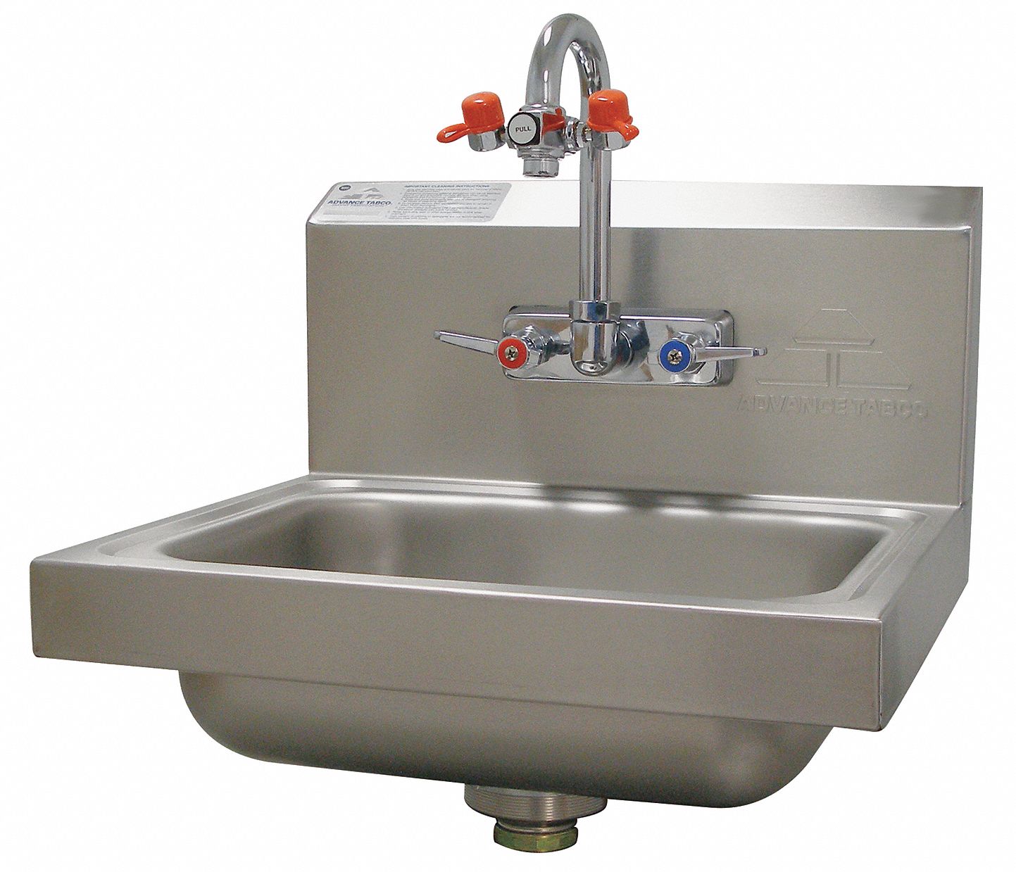 Stainless Steel Hand Sink Eye Wash With Faucet Wall Mounting Type Silver