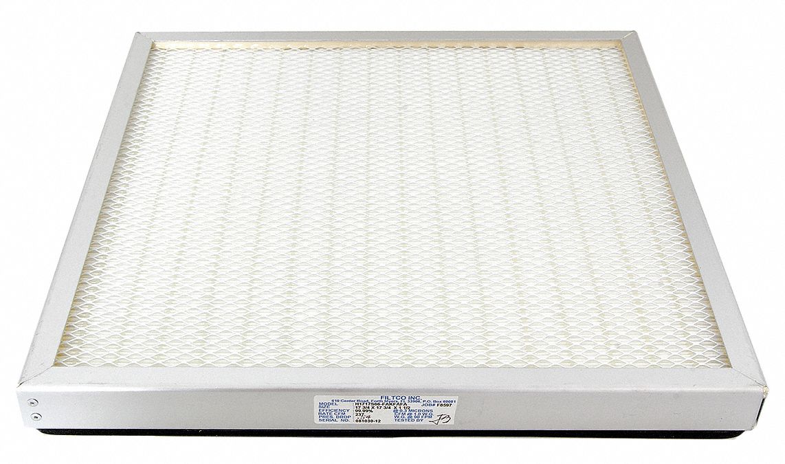 Filter: HEPA, Powders, 1 3/4 in Overall Ht, 18 in Overall Wd, 18 in Overall Dp, 1