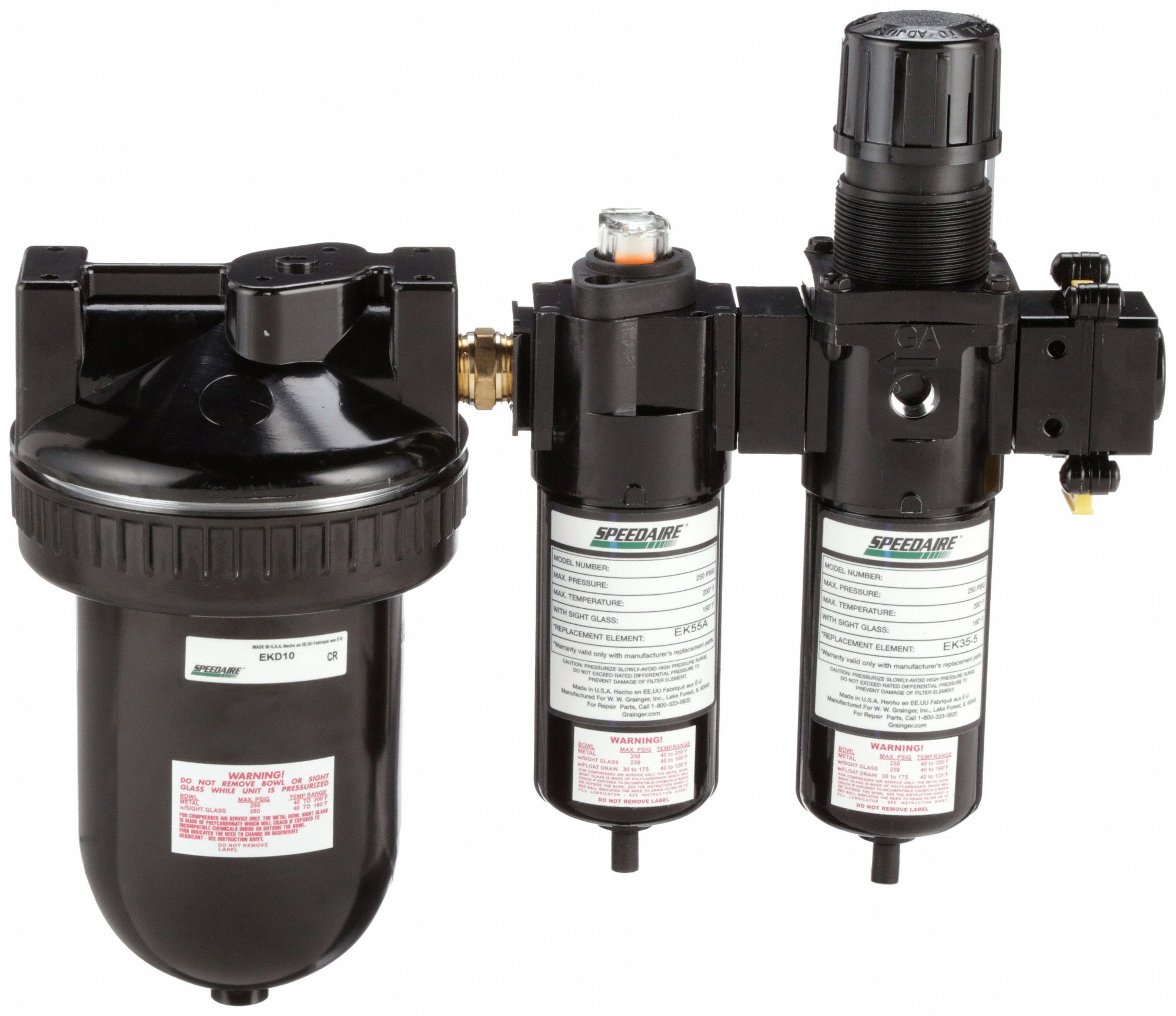 SPEEDAIRE Desiccant Air Dryer 4Stage, ISO Class 2, 1/2 in NPT, 15 cfm