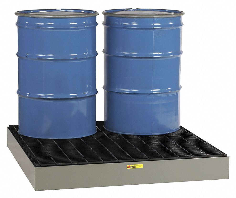 DRUM SPILL CONTAINMENT PLATFORM, FOR 4 DRUMS, 66 GALLON CAPACITY, GREY