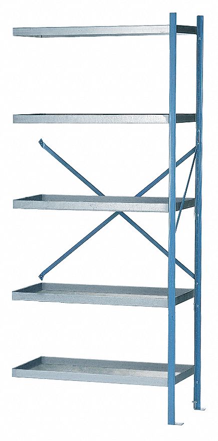 Containment Shelving Unit: Add-On, Medium-Duty, 36 in x 24 in, 84 in Overall Ht, 4 Shelves