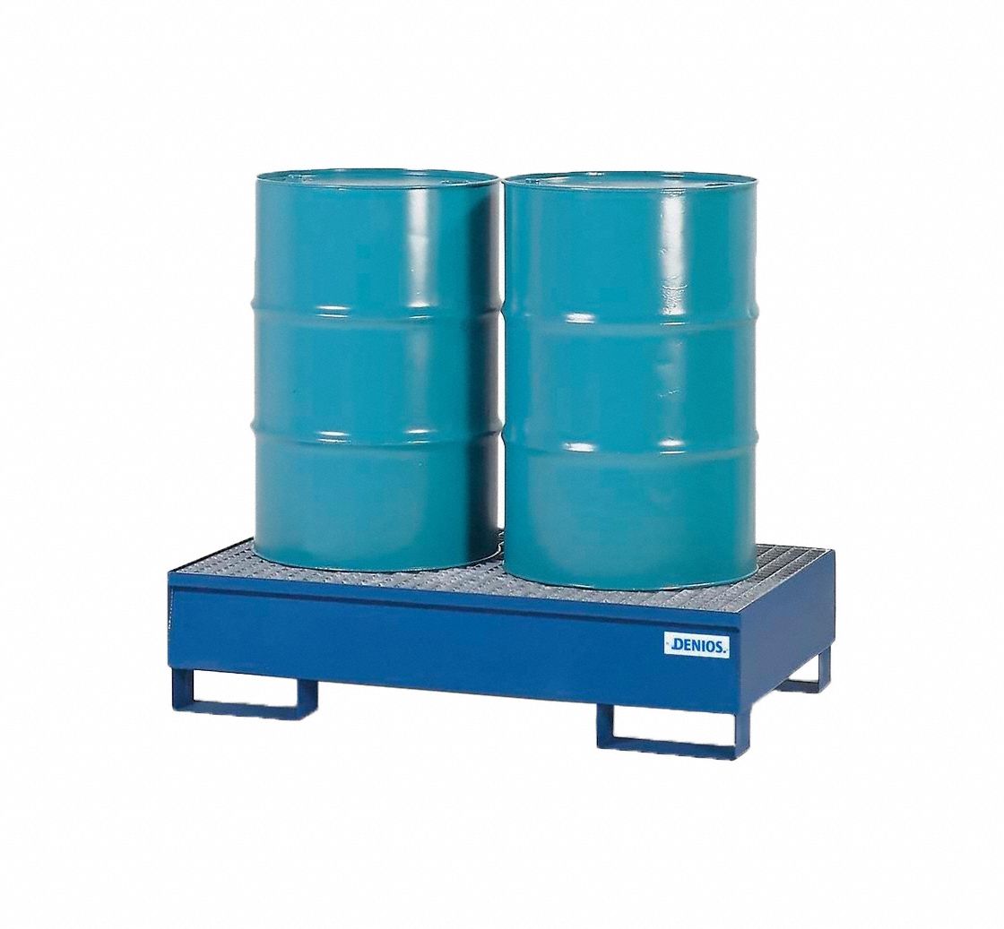 DENIOS, For 2 Drums, 66 Gal Spill Capacity, Drum Spill Containment ...