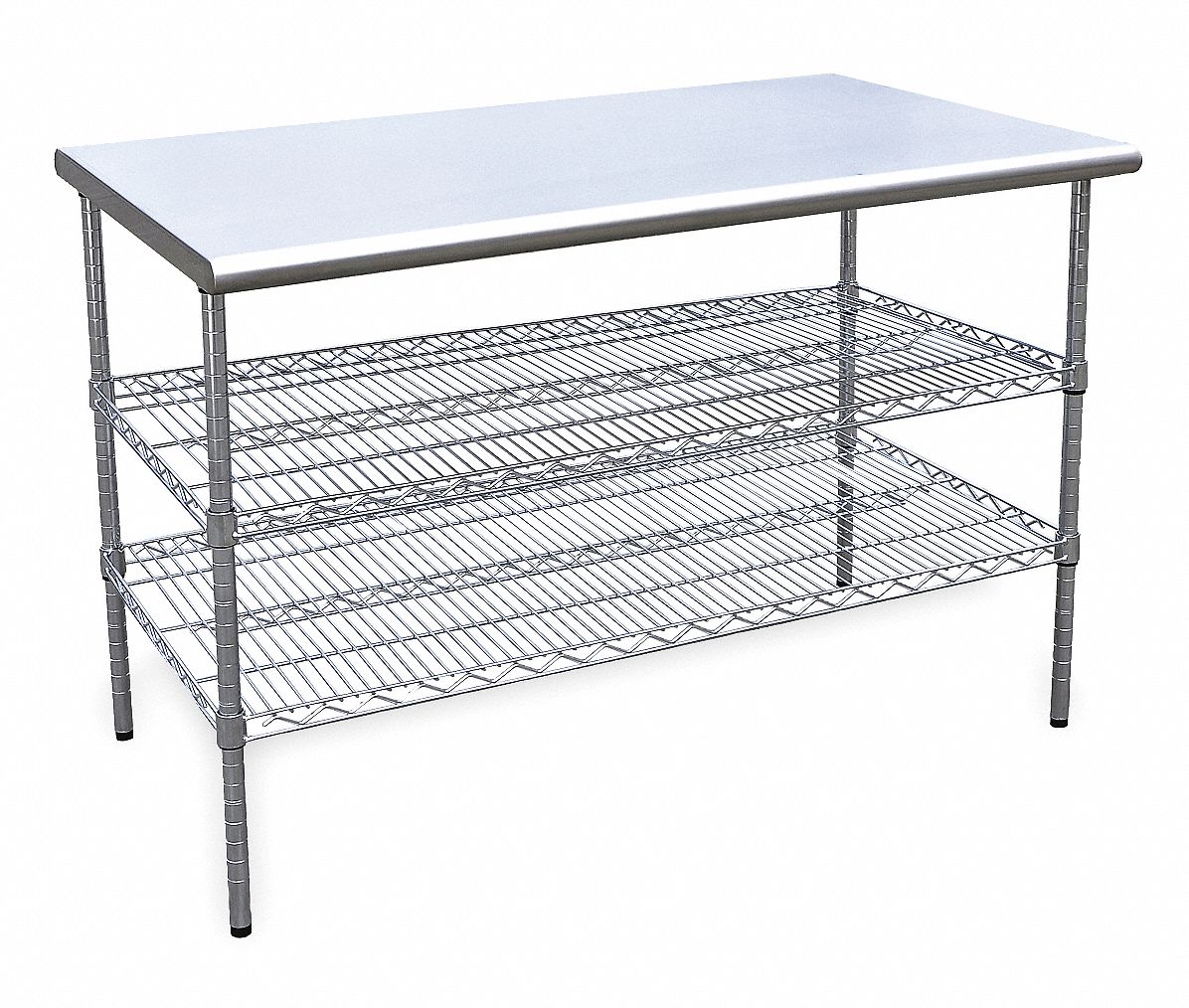 WORK TABLE, FIXED H, STAINLESS STEEL, 60 IN X 30 IN, 600 LB OVERALL LOAD CAPACITY