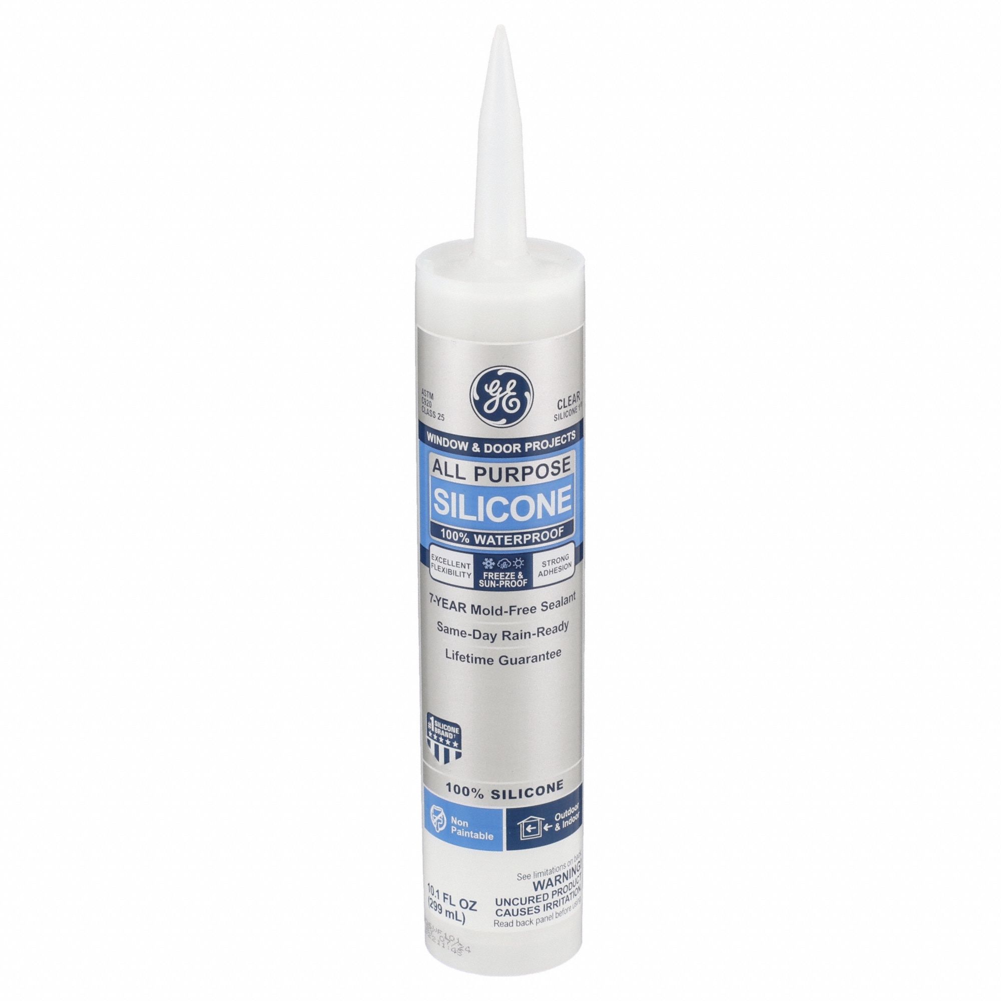 GE Silicone 1 All Purpose, Windows, Doors, Exteriors 10.1-oz Clear Silicone  Caulk in the Caulk department at