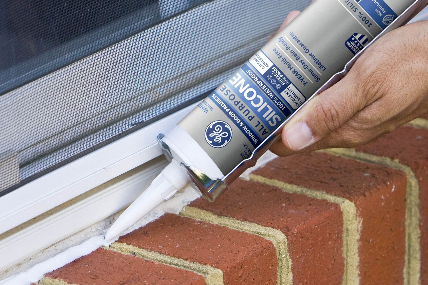 GE Window and Door Sealant Cartridge, 30 min Begins to Harden, 1 day Full Cure, 40° to 100°F