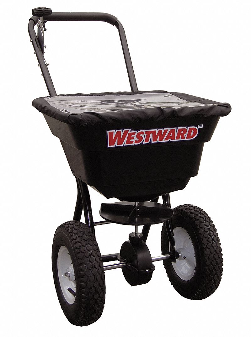 Broadcast Spreader: 80 lb Capacity, Pneumatic, Loop, 1 Hole, Rod, Hopper Screen and Cover