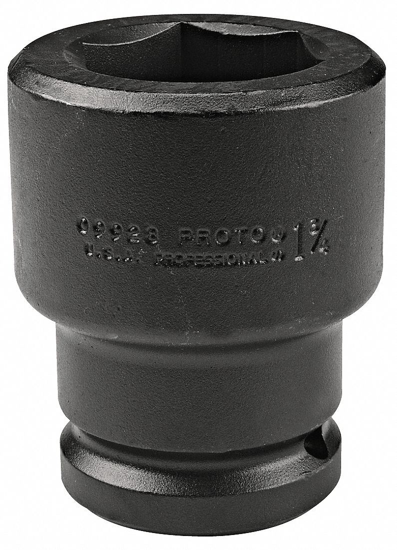 Impact Socket: SAE, 2 7/16 in Socket Size, 6-Point, Std, 4 in Overall Lg, Black Oxide