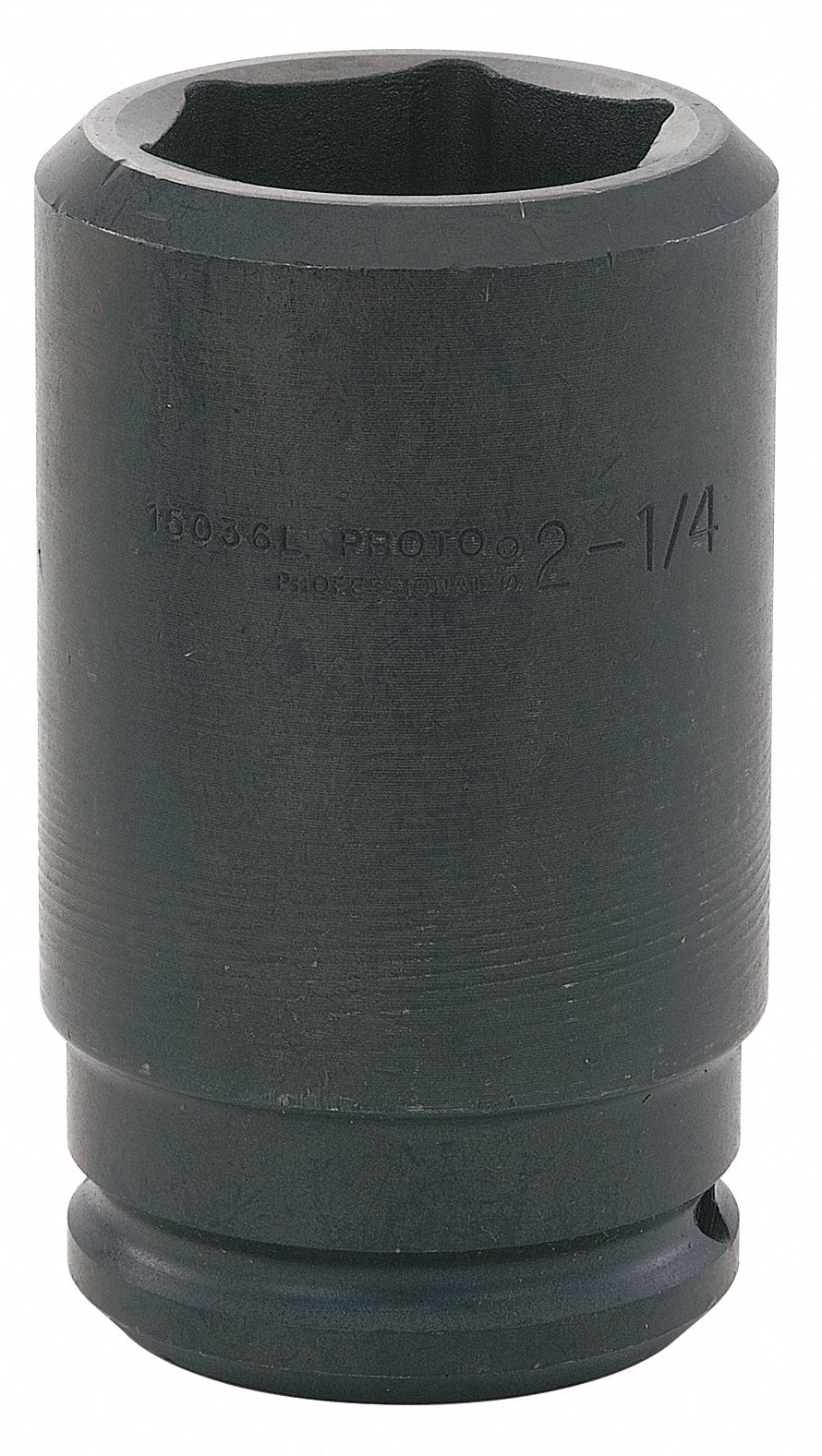 Impact Socket: 1 1/2 in Drive Size, SAE, 2 11/16 in Socket Size, 6-Point, Deep, Black Oxide