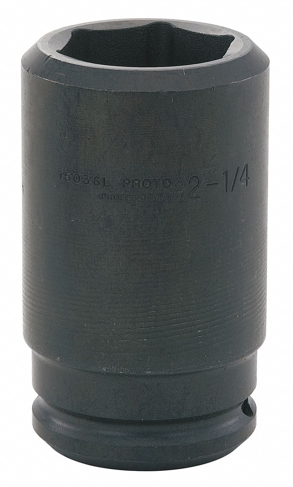 Impact Socket: 1 1/2 in Drive Size, SAE, 3 15/16 in Socket Size, 6-Point, Deep, Black Oxide