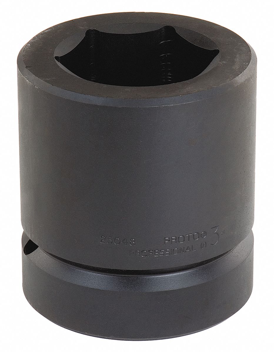 Impact Socket: 2 1/2 in Drive Size, SAE, 3 in Socket Size, 6-Point, Std, 3 1/8 in Overall Lg
