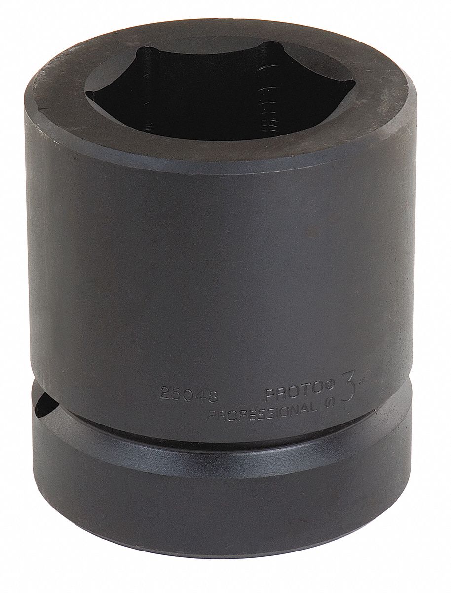 Impact Socket: 2 1/2 in Drive Size, SAE, 3 3/8 in Socket Size, 6-Point, Std, Black Oxide